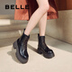 Belle (Belle) Botas de mil capas Fashion Retro Martin Boots Mujeres Hombres espesas Botas cortas B2303DZ4 Black-Fleece 37 (235 mm)
