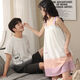 
Langsha (langsha) couple pajamas pure cotton suit summer short-sleeved suspender skirt cool thin style one man and one woman full cotton home clothing L9902 [high quality pure cotton] L men