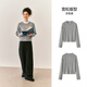 Same style as Semir shopping mall | Senrou Semir sweater for women winter short cable tie round neck loose 2025 new retro sweater gray tone 00322 M