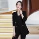 Troman black suit women's spring and autumn professional formal wear casual loose commuting OL suit jacket work clothes