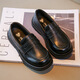 Muni boys leather shoes student soft sole children's black performance shoes spring and autumn little boy flower girl British style suit dress shoes black size 32 inner length 19.5cm