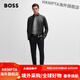 BOSS Men's Autumn 2024 New Regular Fit Sheep Leather Motorcycle Jacket Leather Jacket 001-Black 46