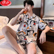 Langsha Youth Ice Seide Pyjamas Herren Sommer Dünne Kurzarmshorts 2025 Neuer Sommer-Hausanzug Set High-End (BBA) Ice Seiden G723 XL (Vorgeschlagene Größe 175, Gewicht 130
