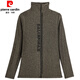 Pierre Cardin Spring and Automne High Neck Bright Silk Letter Base Mesh Base pour femmes Manches longues minces polyvalentes en dentelle mince en dentelle à la mode.