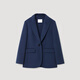 OVV Autumn and Winter Hot Sale Women's Peaked Collar Simple One Button Casual Commuting Wool Suit Jacket Navy Blue M