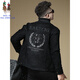 ROYAL PALM POLO SPORTS CLUB men's autumn new jacket men's European brand fashion trend sequin embroidery thickened warm long-sleeved jacket black (velvet) thickened 2XL recommended weight 135-150Jin Jin equals 0.5 kg