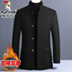 Woodpecker wool woolen coat men's stand-up collar high-end top jacket autumn and winter business casual middle-aged and elderly cotton daddy wear black jacket brand special price clearance XL recommended 125-140Jin Jin equals 0.5 kg