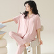 
Catman Modal pajamas for women in spring and summer cardigans for short-sleeved trousers large size women's thin home clothing suits can be worn outside 12108 L (recommended weight 100-110Jin [Jin equals 0.5 kg])