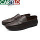 
CARTELO men's shoes 2025 new spring and autumn Korean style trendy leather shoes genuine leather lazy round-toe bean shoes casual leather shoes men D829 brown 42