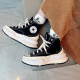 Converse men's and women's shoes Legacy sandwich retro thick-soled casual canvas shoes high-top heightened small couple's shoes A00869C black 37 /4.5