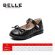 Belle Children's Shoes Girls' Black Leather Shoes Spring and Autumn Soft Sole Children's Student Shoes Middle Children's Performance Shoes Single Shoes Black 30