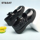 Samstag Kinderschuhe Frühlings- und Herbstmädchen weiche alleinige Performance Schuhe Schwarze kleine Lederschuhe Fashion Prinzessin Schuhe Britisch Stil Schwarz 35