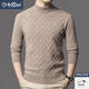 金利来官方旗舰纯羊绒衫男冬季加厚半高领休闲毛衣中年套头条纹 中灰色 XL/175