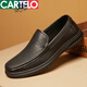 Cartelo Herrenschuhe Lederschuhe Herren Frühling und Sommer Neues echtes Leder Casual Hollow Hole Schuhe Weiche Sohle weiche Oberfläche High-End-Dad Leder Sandalen 9910 Black 38