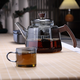 Fully high temperature resistant thickened glass steaming integrated teapot large capacity kettle side handle teapot household kettle Ash Babao steaming integrated teapot 1000ml