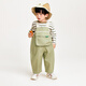 Mini Bala boys and girls trousers Year of the Dragon new pure cotton loose overalls children's trousers earthy gray green 40942 100