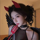 SNQP Halloween elf ears prosthetic ears monster fairies angel long ears performance devil horn headband stage performance hair accessories red devil fork + horn headband a set