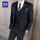 Romon suit men's best groom and groom business casual slim suit jacket four-piece suit men's clothing dark gray (suit vest trousers) button XL