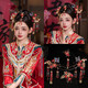 Fuwu Xiuhe clothing headdress Xiuhe bride Chinese style 2025 new gold and red simple and elegant wedding phoenix crown, dragon and phoenix gown, one jewelry love eyebrow pendant