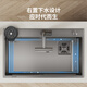 Jiumu Sink Nano Gun Gray SUS304 Thickened Stainless Steel Vegetable Basin Kitchen Handmade Large Single Tank Household Dishwasher Pot Lower Left Water Pull Set + Soap Liquid + Water Cleaning Faucet 680mm*450mm