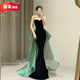 RONGXITU black velvet tube top fishtail evening dress skirt birthday performance host annual meeting long picture color S (15 days pre-sale)
