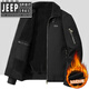 JEEP SPIRIT Autumn and Winter Cotton Clothes Men's Velvet Thickened Warm Cotton Clothes Large Size Loose Jacket Workwear Cotton Jacket Camel Model 7937A Velvet L Recommended 130-150 Jin Jin equals 0.5 kg