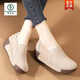 Woodpecker cotton shoes for women in winter, plus velvet and thickening to keep warm, slip-on women's shoes for pregnant women, casual wedge shoes for middle-aged and elderly mothers, coffee 37 standard sports code