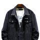 JEANSWEST Jacket Men's 2025 Autumn Denim Jacket Handsome Trendy Work Clothes Lapel Jacket Men's Black Gray XL