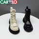 卡帝乐鳄鱼（CARTELO）2025新品英伦风真皮凉靴女网靴透气网面马丁夏季新品网纱镂空短靴 黑色 38