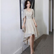 Kuhuke high-end banquet small evening dress 2024 new sequin host temperament small luxury socialite annual meeting girl champagne color XXL