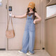 Girls denim overalls 2025 new children's fashionable autumn clothes Korean version of street big children's suspender pants overalls 160