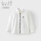 DAVE&BELLA spring new style boys' long-sleeved shirts, gentlemen's children's shirts, medium and large children's tops, children's clothing, children's clothes, white, in stock, 140 cm (recommended height 130-140cm) cm (recommended height 130-140cm)