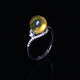 Fat Donglai's same style blue amber ring natural Mexican women's amber beeswax beads 925 silver blue amber ring (live)