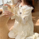 
TULX pajamas for women's palace style autumn women's sweet small 2023 new cotton long-sleeved home clothes spring and autumn style apricot color 6210#[33Y] XL 115-130Jin[Jin equals 0.5 kg]