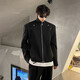 QGF American high street shoulder pad jacket for men and women in spring and autumn new short style handsome fashion brand top clothes high-end jacket black XL recommended 110-130Jin Jin is equal to 0.5 kg