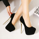 Yu Meng Xindi super high heels sexy slim heels 20cm summer new super high heels 22cm fish mouth single shoes nightclub women's shoes large size 43 hatred black bow 16cm 44