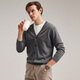 Zhaojun 2024 autumn and winter new high-end solid color wool cardigan jacket men's V-neck long-sleeved basic knitted top Dark cloud gray M
