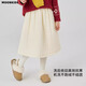 Moonkids girls' skirt quilted skirt 2025 New Year's wear autumn and winter thickened children's long skirt little girl fashionable winter wear two pieces 4557 beige + 4532 khaki 120 cm