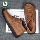 Zapatos para hombres de carpintería de carpintería 2024 Zapatos de algodón hechos a mano de otoño e invierno de cuero genuino al aire libre Suele de trabajo informal zapatos de cuero de desgaste, anti-congelado y cálido 9926 Negro 39