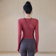 LULULOMDDW hot girl yoga wear two-piece set women's autumn and winter blouse mesh sports long-sleeved top Pilates fitness set Anchor red two-piece set bra + blouse M
