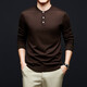 AX Armani Worsted Mercerized Wool Sweater Men's Henry Round Neck Casual Fashion Spring and Autumn Sweater Mona Brown M 48