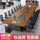 格之木会议桌长桌简约现代大型会议室洽谈培训员工长条桌圆角办公桌椅 楷模橡木色 3.5*1.5米会议桌加厚带储物柜
