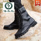 Woodpecker genuine leather boots outdoor hiking shoes zipper Martin boots men's high top men's shoes waterproof snow boots men's boots black worker black high top zipper [standard model] flagship model 42
