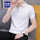 
ROMON ice silk cotton POLO base shirt short-sleeved T-shirt men's shirt collar top men's lapel letters T-shirt summer 2025 679 white L