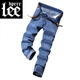 Lee Dprre Jeans Men Summer delgado y recto Pantalones informales de los hombres Versátiles Versátiles de luz Versátiles XJ-866 Azul 34 Circunferencia de cintura 2 pies 7