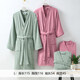 New Asia bathrobe pure cotton adult men and women bathrobe soft and comfortable home bathrobe pajamas pajamas pajamas gown gray green L
