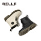Belle children's shoes, girls' Martin boots, autumn and winter boys' warm short boots, children's soft sole leather boots, medium-sized children's baby boots trend DE3891 black 27
