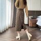 Awakening Paradise Winter Hip Skirt High Waist Slim Versatile Retro Plaid A-Line Woolen Skirt Women Green Plaid L