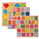 Lettres numériques Panneau de planche à capture à la main Puzzle d'éducation précoce en bois 2 à 6 ans Puzzle Puzzle Toys Baby Digital Puzzle Log [Letters + Graphics]