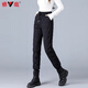 Yalu Down Pants Women's Outerwear 2025 Winter New Style Warm and Slimming High Waist Thickened Elastic Cotton Pants Leg-tie Women's Sweatpants Black XL